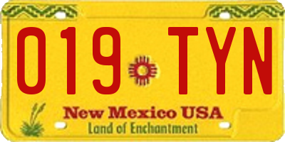 NM license plate 019TYN