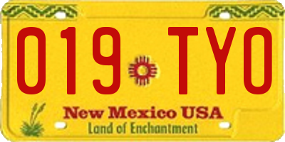 NM license plate 019TYO