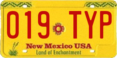 NM license plate 019TYP