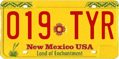 NM license plate 019TYR