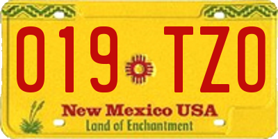 NM license plate 019TZO