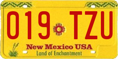 NM license plate 019TZU