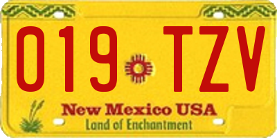 NM license plate 019TZV