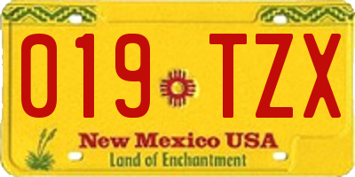 NM license plate 019TZX