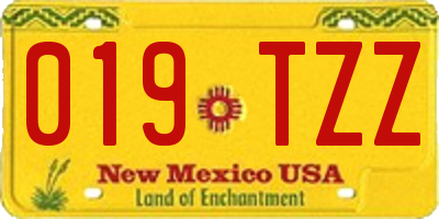 NM license plate 019TZZ