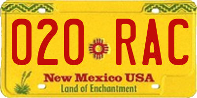 NM license plate 020RAC