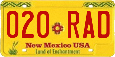 NM license plate 020RAD