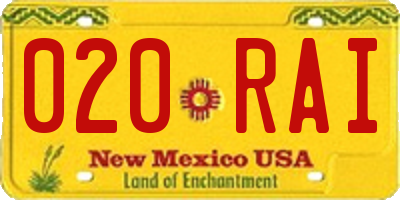 NM license plate 020RAI