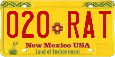 NM license plate 020RAT