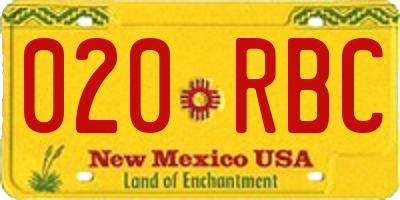 NM license plate 020RBC