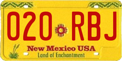 NM license plate 020RBJ