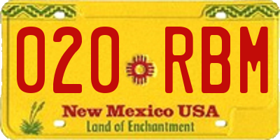 NM license plate 020RBM