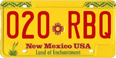 NM license plate 020RBQ