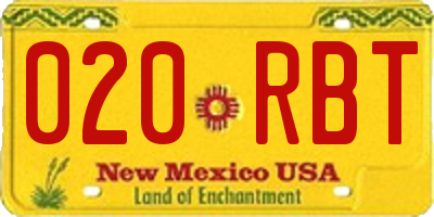 NM license plate 020RBT