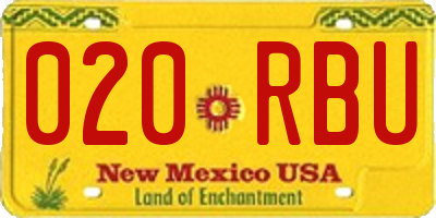 NM license plate 020RBU