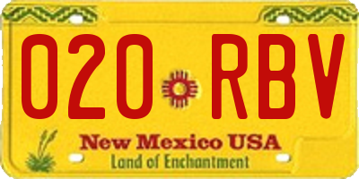 NM license plate 020RBV