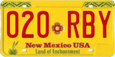 NM license plate 020RBY