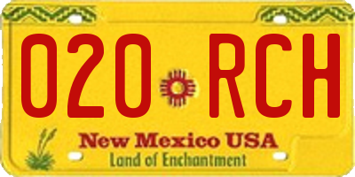 NM license plate 020RCH