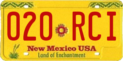 NM license plate 020RCI