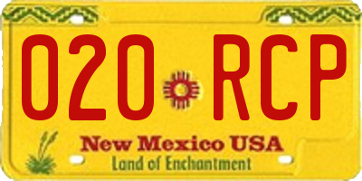 NM license plate 020RCP