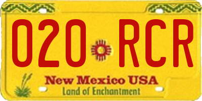 NM license plate 020RCR