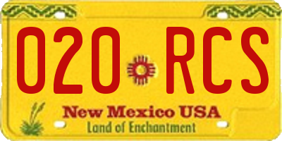 NM license plate 020RCS