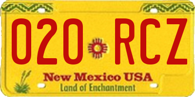 NM license plate 020RCZ