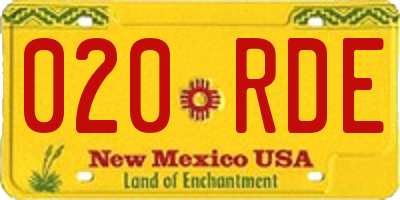 NM license plate 020RDE