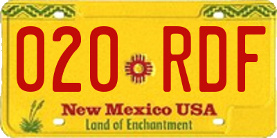 NM license plate 020RDF