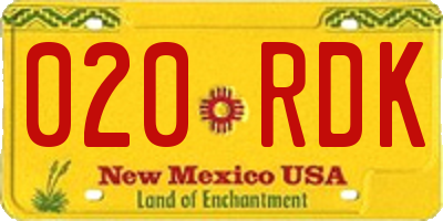 NM license plate 020RDK