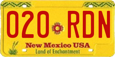 NM license plate 020RDN