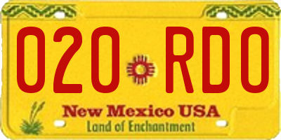 NM license plate 020RDO