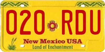NM license plate 020RDU