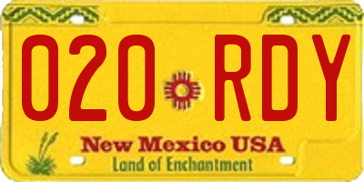 NM license plate 020RDY