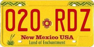 NM license plate 020RDZ