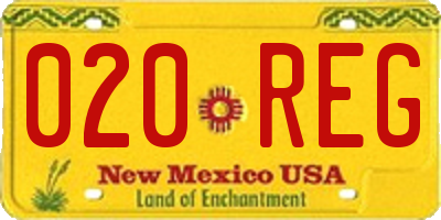 NM license plate 020REG