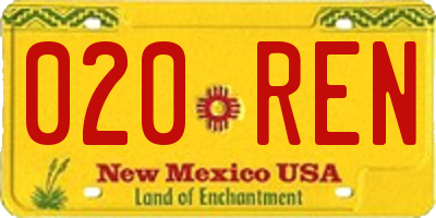 NM license plate 020REN