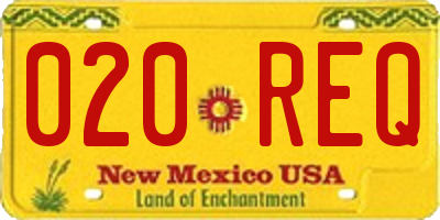 NM license plate 020REQ