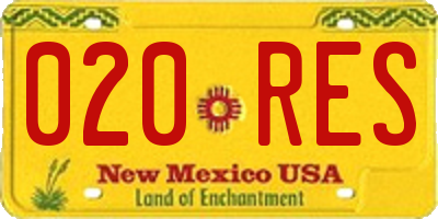 NM license plate 020RES