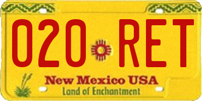 NM license plate 020RET