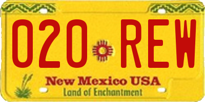 NM license plate 020REW