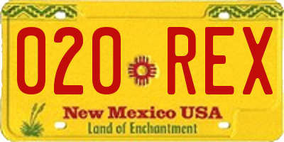 NM license plate 020REX