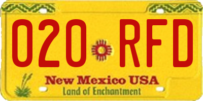 NM license plate 020RFD