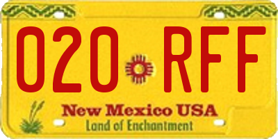 NM license plate 020RFF