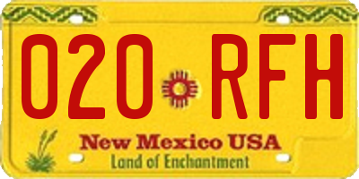 NM license plate 020RFH