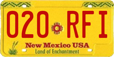 NM license plate 020RFI