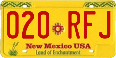 NM license plate 020RFJ