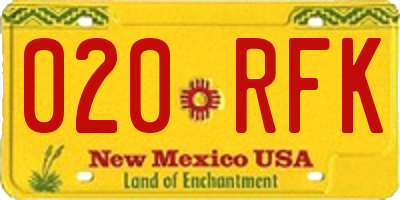 NM license plate 020RFK