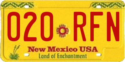 NM license plate 020RFN