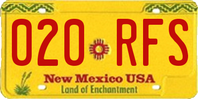 NM license plate 020RFS